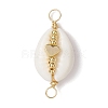 Natural Cowrie Shell Copper Wire Wrapped Shell Shape Connector Charms PALLOY-JF02939-02-1