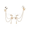 Brass Butterfly with Hanging Chain Dangle Stud Earrings EJEW-TA00152-1