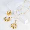 Brass Hollow Donut Pendant Necklaces & Hoop Earrings LV5654-1