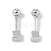 Anti-Tarnish Cube Rhodium Plated 999 Fine Silver Cartilage Earrings for Women EJEW-S215-25P-01-2