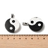 Natural Howlite & Obsidian Flat Round Pendants G-C095-05P-3