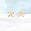 Bowknot 925 Sterling Silver Micro Pave Clear Cubic Zirconia Stud Earrings EJEW-K317-12G-3