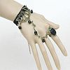 Gothic Style Retro Alloy Lace Flower Link Rings Bracelets for Women WG15940-09-1
