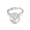 Rhodium Plated 925 Sterling Silver Micro Pave Clear Cubic Zirconia Adjustable Ring Components STER-NH0017-02P-2
