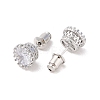 Rack Plating Brass Pave Single Cubic Zirconia Stud Earrings EJEW-I304-02P-02-2
