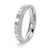 304 Stainless Steel Micro Pave Cubic Zirconia Finger Rings WG264E4-01-1
