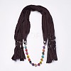 (Jewelry Parties Factory Sale)Simple Design Women's Beaded Cloth Scarf Necklaces NJEW-K111-02D-1
