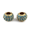 Brass Micro Pave Steel Blue Cubic Zirconia Beads CU-CBAF17A-19G-1