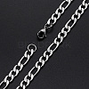 Men's 304 Stainless Steel Figaro Chain Necklaces NJEW-T012-02-46-S-1