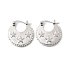 Star Brass Micro Pave Clear Cubic Zirconia Hoop Earrings EJEW-Z157-01P-4