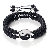 Black and White Yin Yang Natural Howlite Braided Bracelets NA9786-3-1