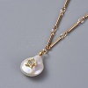 Natural Pearl Pendant Necklaces NJEW-JN02409-2