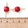 Natural Red Corundum Faceted Cube Links Connector Charms with Copper Herringbone Wire-Wrapped KK-Z152-06G-01A-3
