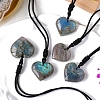 Natural Labradorite Heart Pendant Necklaces PW-WG04E68-01-4