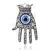Antique Silver Plated Palm Alloy Glass Eye Big Pendants PALLOY-E405-01AS-1