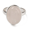 Natural Rose Quartz Oval Adjustable Rings RJEW-K371-07S-23-3