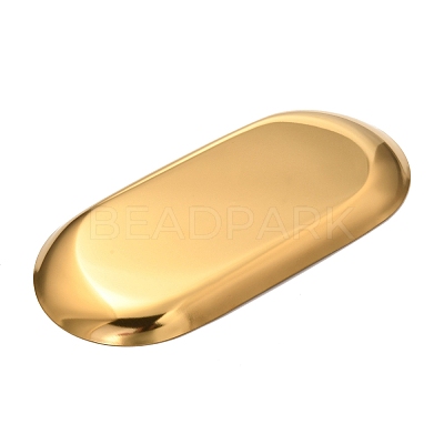 Oval 430 Stainless Steel Jewelry Display Plate X-STAS-P289-03G-1
