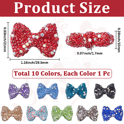 10Pcs 10 Colors Handmade Rhinestone Clay Pave Beads CLAY-PA0001-37-1