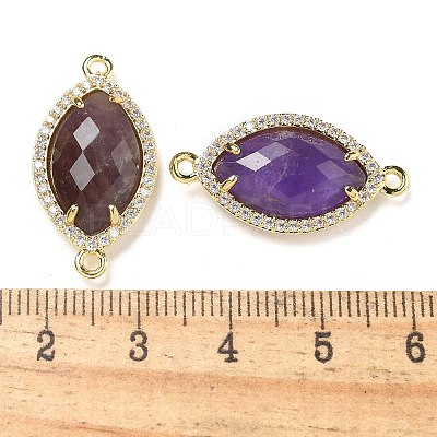 Natural Amethyst Faceted Horse Eye Connector Charms G-G181-07G-05-1