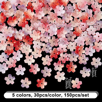 150Pcs 5 Colors Handmade Transparent Lampwork Beads GLAA-NB0001-89-1