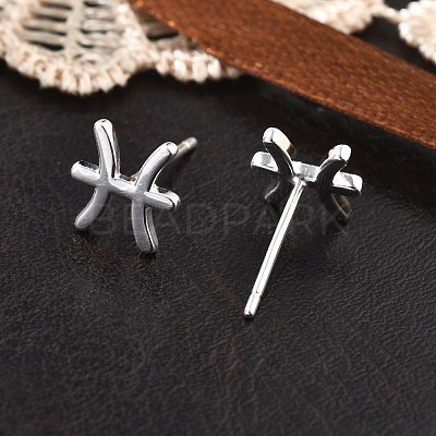 925 Sterling Silver Stud Earrings EJEW-K303-01S-12-1