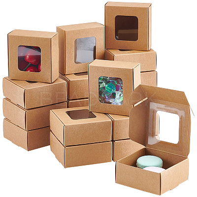 Kraft Paper Gift Box with Visible Window CON-WH0088-74A-1