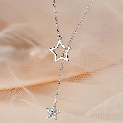 Star Alloy Crystal Rhinestone Lariat Necklaces for Women FS-WG0CF7B-02-1