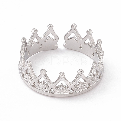 Non-Tarnish 304 Stainless Steel Crown Open Cuff Rings for Women RJEW-G275-08P-1
