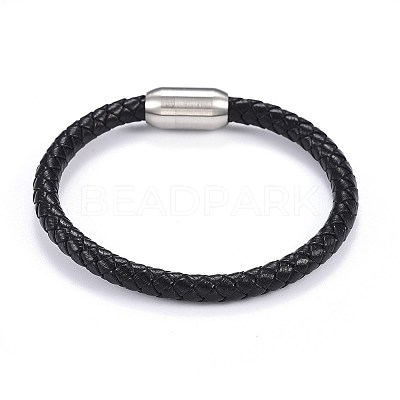 Man's Braided Leather Cord Bracelets BJEW-JB04255-02-1
