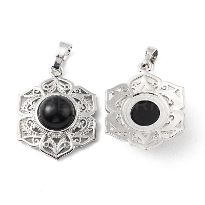 Natural Obsidian Pendants G-P498-02P-02-1