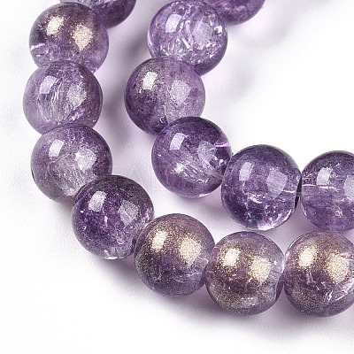 Transparent Crackle Glass Bead Strands GLAA-T025-8mm-02E-1