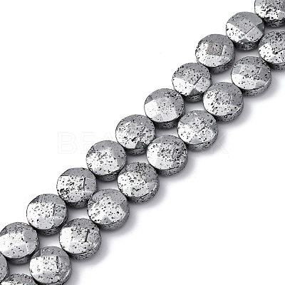 Electroplated Natural Lava Rock Beads Strands G-A256-F01-01B-1