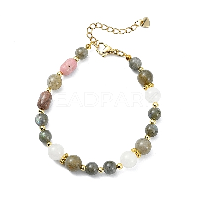 Natural Labradorite & White Jade & Rhodonite Beaded Bracelets for Women BJEW-JB13618-1