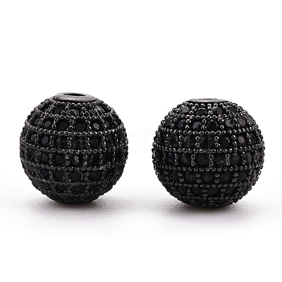 Brass Micro Pave Cubic Zirconia Beads ZIRC-Q013-12mm-143B-1