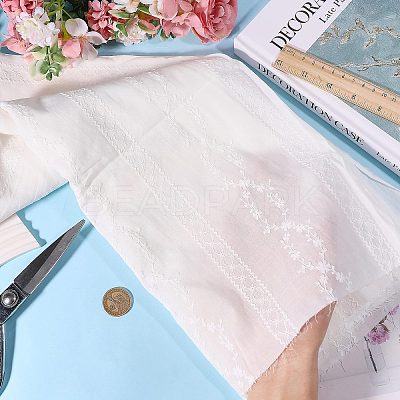 Floral Embroidered Cotton Fabric DIY-WH0786-55-1