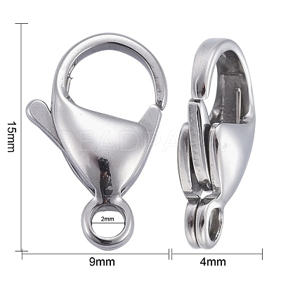 Tarnish Resistant 304 Stainless Steel Lobster Claw Clasps X-STAS-AB15-1