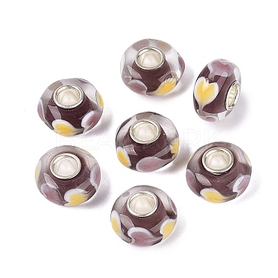Handmade Lampwork & Brass Core European Beads LAMP-N044-04S-03-1