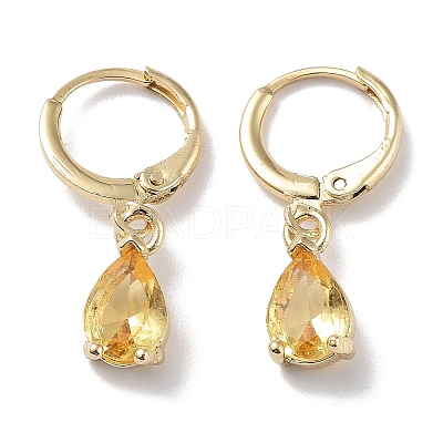 Real 18K Gold Plated Brass Dangle Hoop Earrings EJEW-L269-045G-04-1