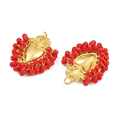 Alloy & Glass Seed Beaded Pendants GL-CBA96FD-01G-09-1