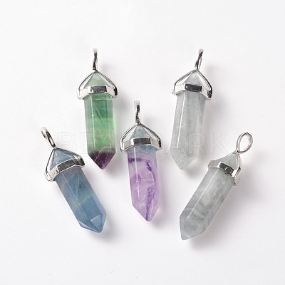 Natural Fluorite Double Terminated Pointed Pendants G-J261-B16-1