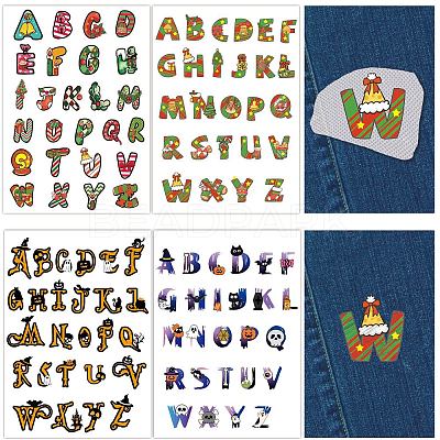 4 Sets 4 Style Christmas & Halloween Cloth Water-soluble Embroidery Aid Drawing Sketch AJEW-WH20039-001-1