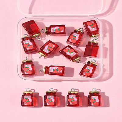 15Pcs Strawberry Jam Resin Pendants RESI-FS0002-15-1