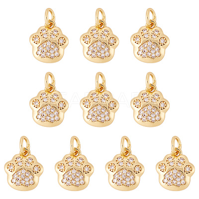 Brass Micro Pave Clear Cubic Zirconia Charms X1-RJEW-T063-38G-NF-1