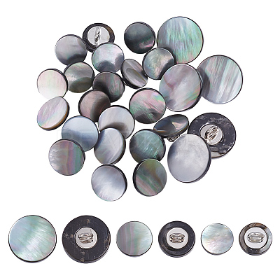 30Pcs 3 Styles 1-Hole Shell Alloy Shank Buttons BUTT-NB0002-07-1