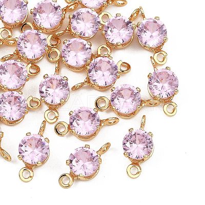 SHEGRACE Brass Pave Cubic Zirconia Flat Round Connector Charms XGRQ2O042-435B-G-1