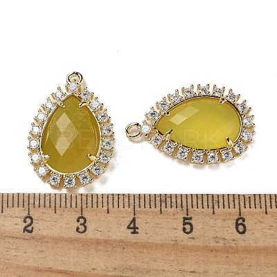 Natural Korean Jade Faceted Teardrop Pendants G-I375-01G-05-1