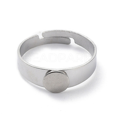 Non-Tarnish Adjustable 304 Stainless Steel Finger Rings Components STAS-F149-21P-C-1
