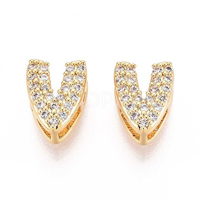 Brass Micro Pave Clear Cubic Zirconia Beads KK-T071-17G-V-1