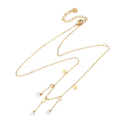 304 Stainless Steel Crystal Rhinestone Pendant Necklaces for Women NJEW-F378-01G-04-1