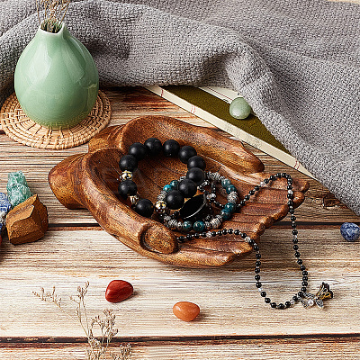 Wooden Buddha Hand Display Decorations AJEW-WH0304-38-1